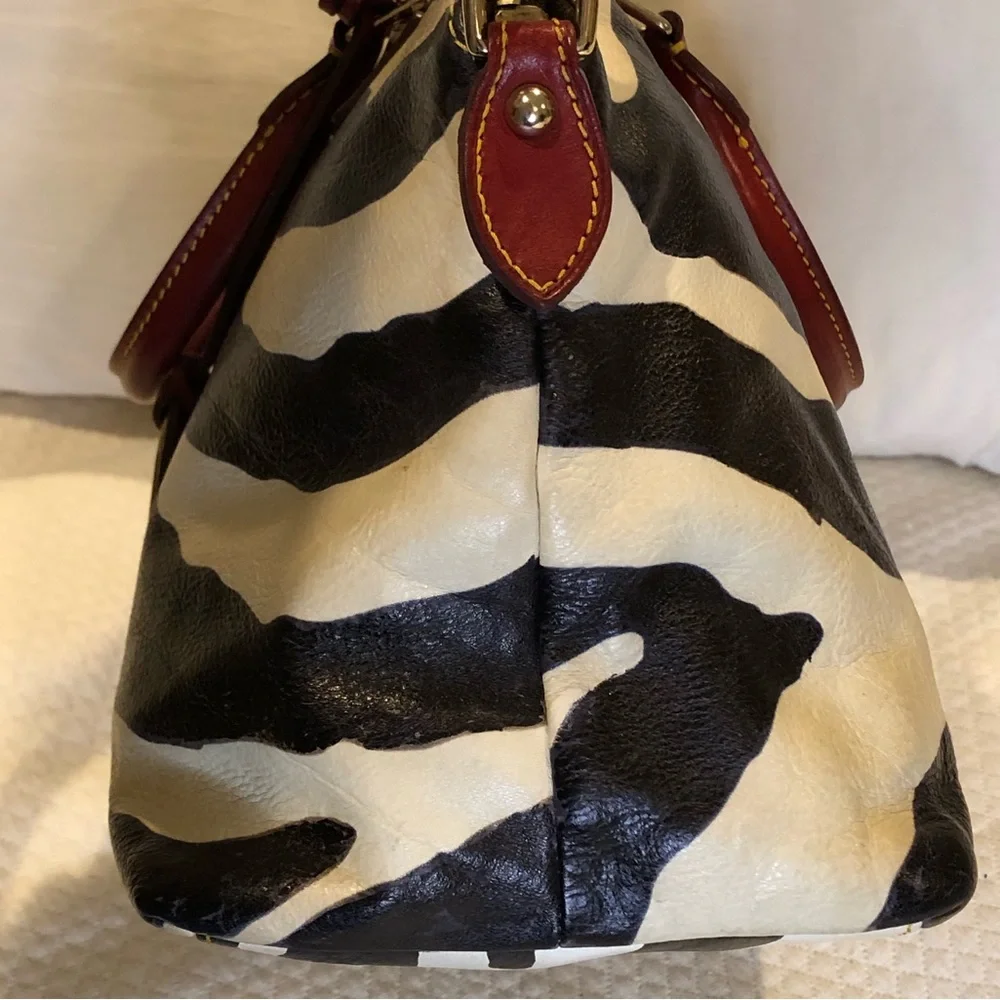 DOONEY & BOURKE Florentine Vacchetta Leather Juliette Zebra Striped Dome Satchel